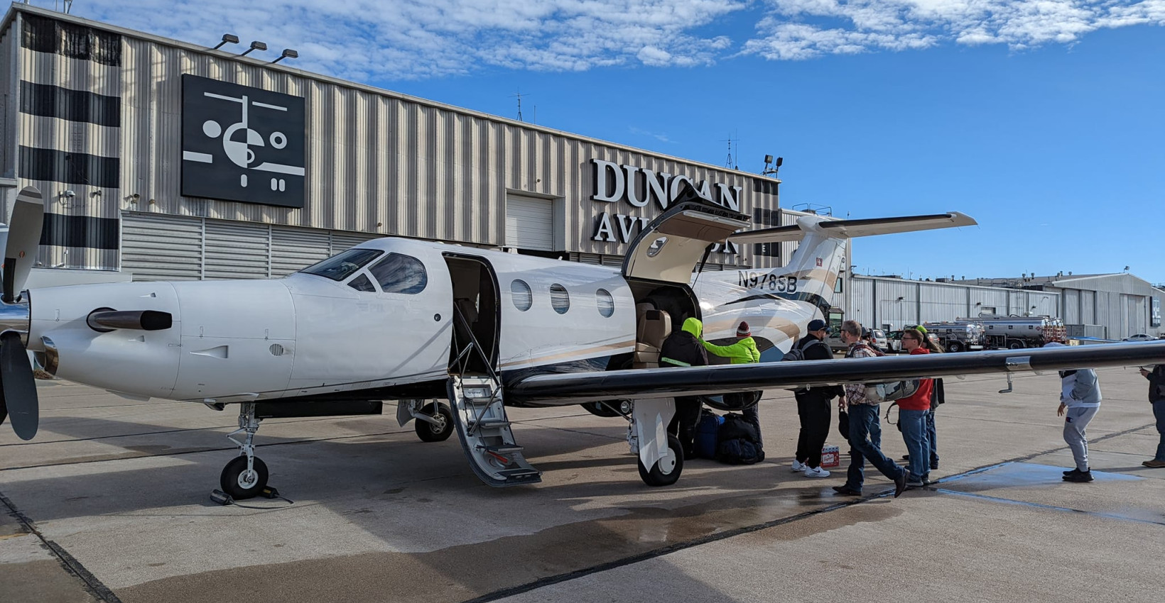 A small plane on a tarmac in Lincoln, Nebraska.