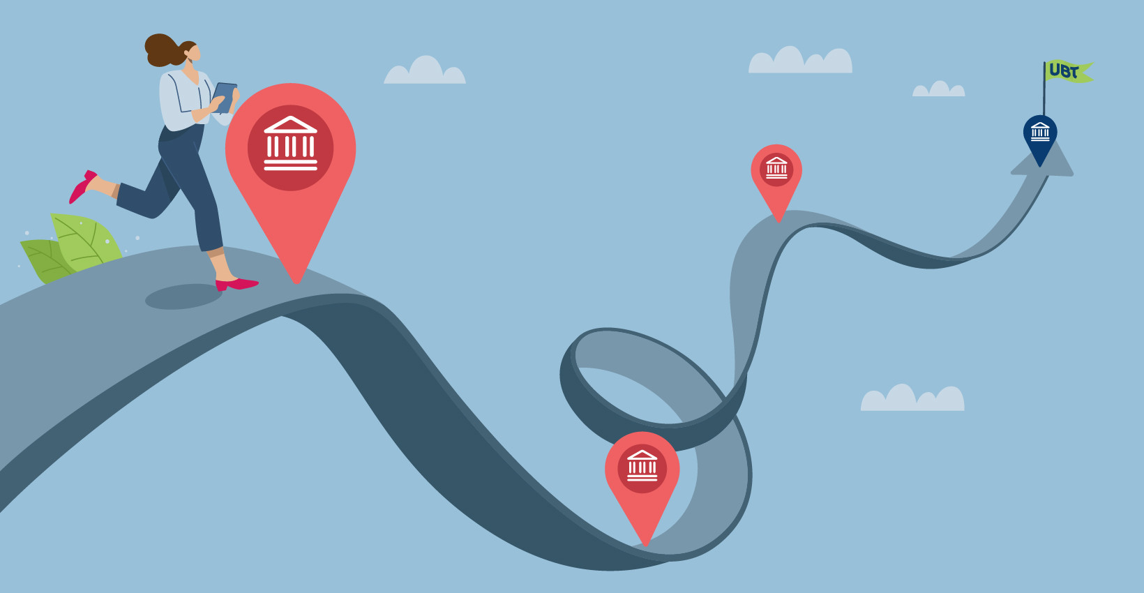 An illustration of a runner running down a path