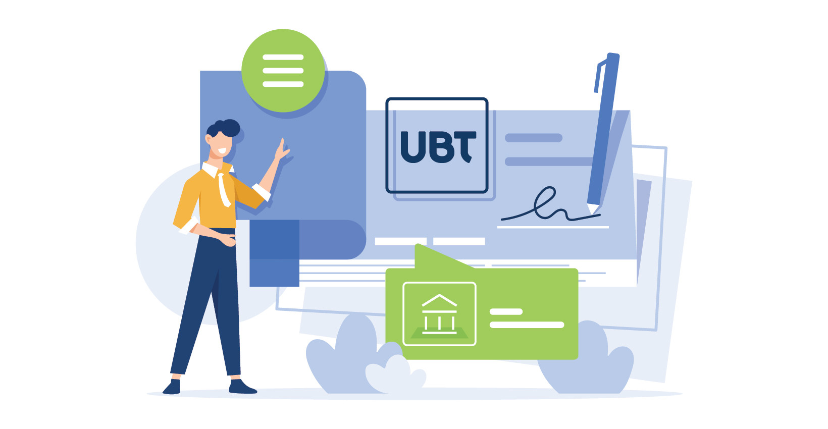 a cartoon person stands in front of checks