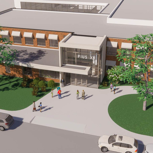 A rendering of a new entrance to Pius X