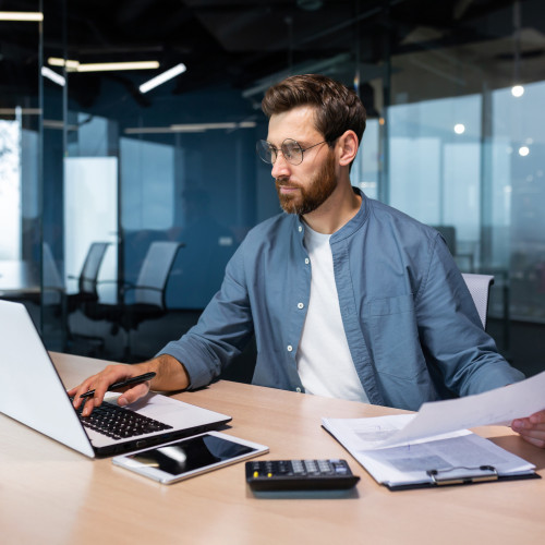 A man working on a laptop
