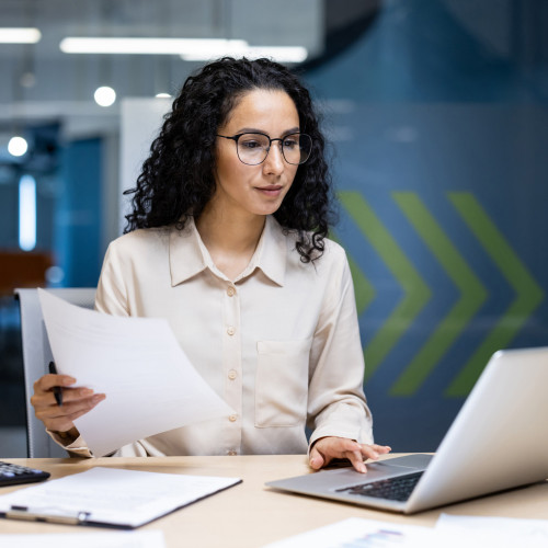 A woman working at a desk