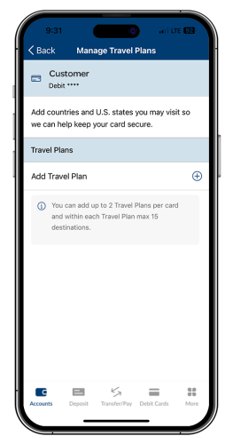 card hub manage travel plan mockup
