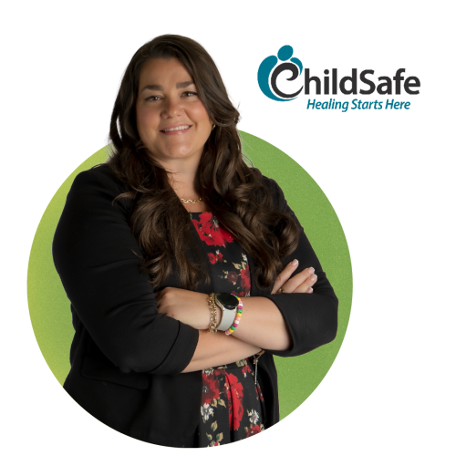 remi berg with childsafe's logo