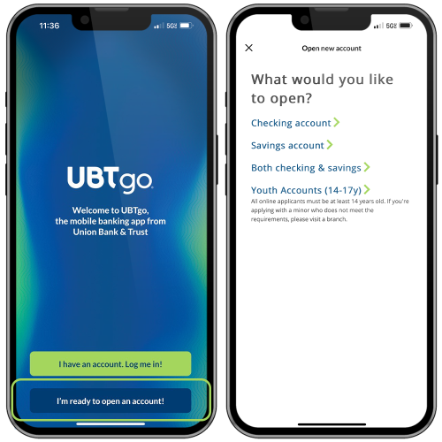 A screenshot of how to open your account in UBTgo