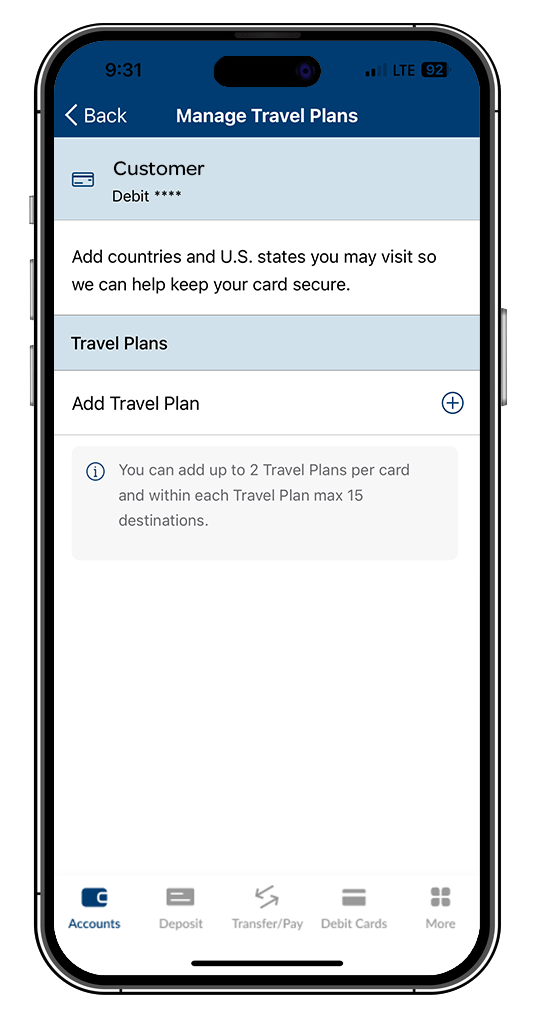 card hub manage travel plan mockup