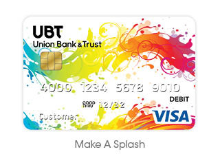 splashes of rainbow colors debit card