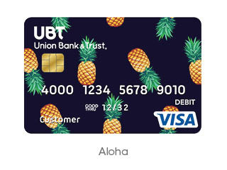 pineapples on a black background debit card
