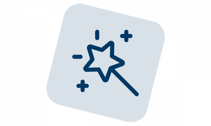 An illustration of a magic wand shaped like a star.