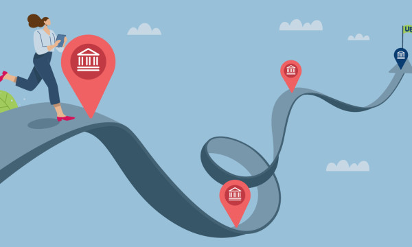 An illustration of a runner running down a path