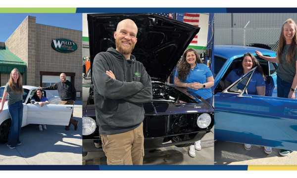 Pictures of the staff at Wally's Speed Shop posing with UBT's Remi Berg
